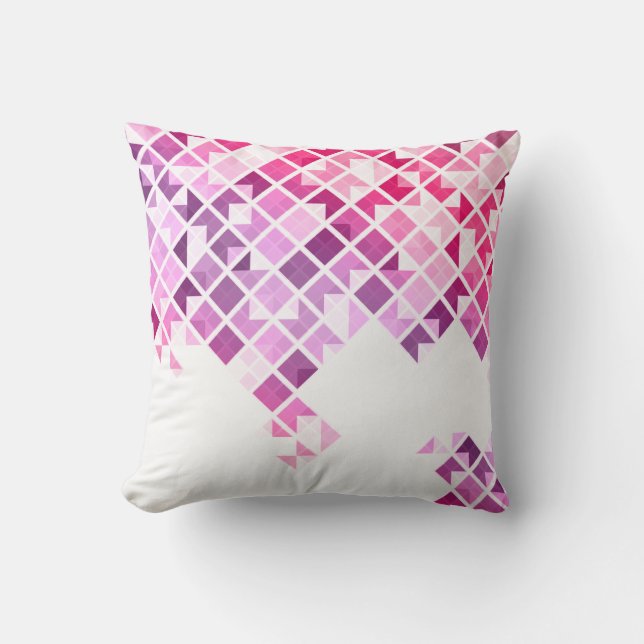 Purple, Pink & White Geometric Pattern Cushion (Front)