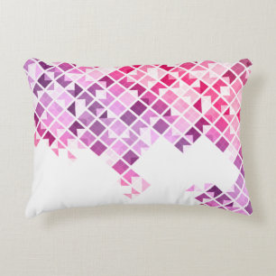 Purple, Pink & White Geometric Pattern Decorative Cushion