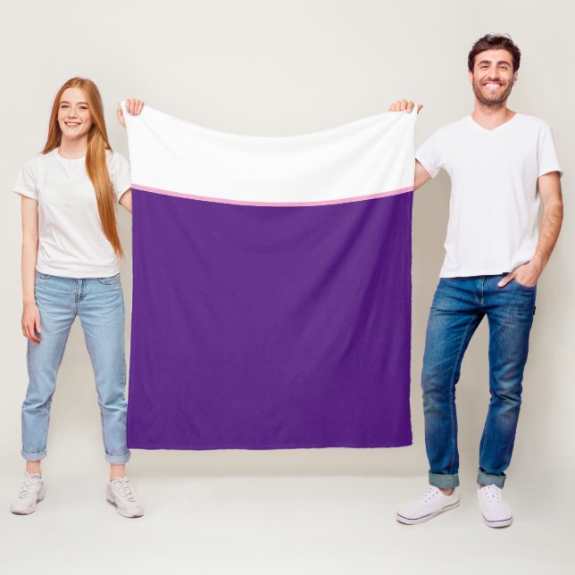 Purple Pink White Solid Colours  Fleece Blanket (In Situ)