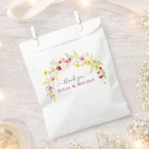 Purple Pink Wild Orchid Flowers Wreath Wedding Favour Bags