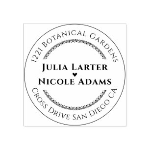 Purple Pink Wild Orchid Flowers Wreath Wedding Rubber Stamp