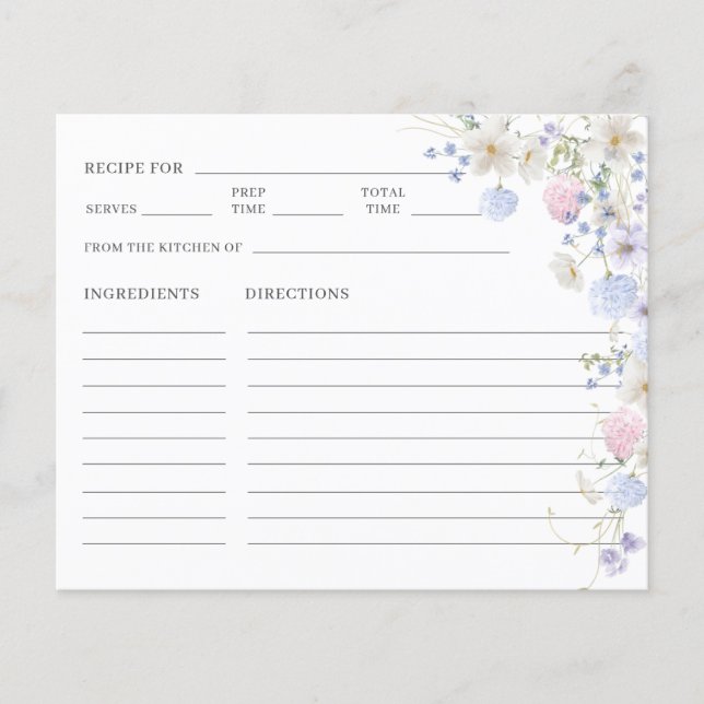 Purple Pink Wildflower Bridal Shower Recipe (Front)