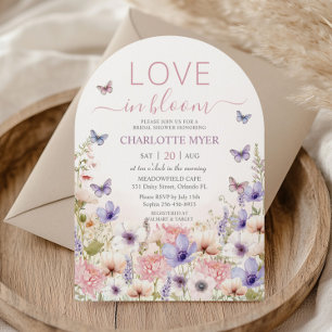 Purple Pink Wildflower Butterflies Love in Bloom Invitation