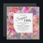 Purple Pink Wildflower Square 18th Birthday Party Magnetic Invitation<br><div class="desc">Colourful purple and pink watercolor wildflower 18th birthday party square magnetic invitation for women.  Contact us for help with customisation or to request matching products.</div>