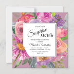 Purple Pink Wildflower Square 90th Birthday Party Magnetic Invitation<br><div class="desc">Colourful purple and pink watercolor wildflower 90th birthday party square magnetic invitation for women.  Contact us for help with customisation or to request matching products.</div>