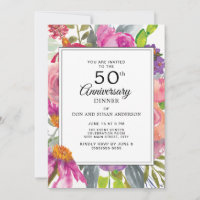 Purple Pink Wildflowers 50th Wedding Anniversary