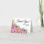 Purple Pink Wildflowers 90th Birthday Thank You<br><div class="desc">Purple and pink watercolor wildflower 90th birthday party "Thank You" folded card. This card is customisable for anyone of any age. Contact me for assistance with your customisations or to request additional matching or coordinating Zazzle products for your event.</div>