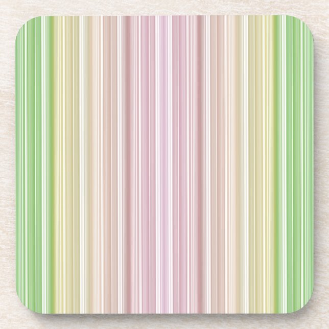 Purple Pink Yellow Green Stripes Coaster (Front)