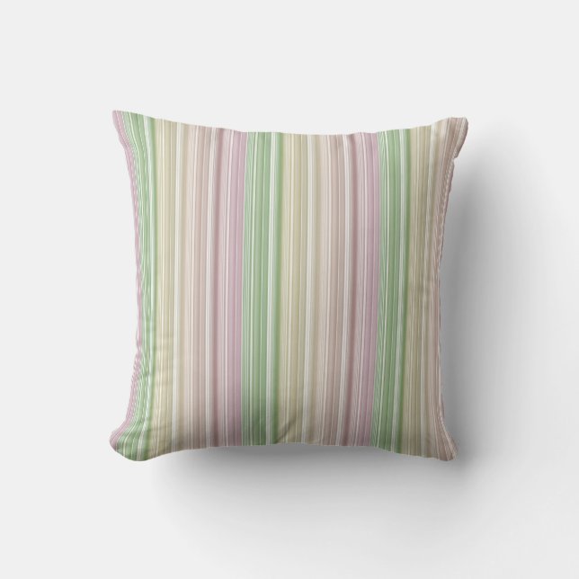 Purple Pink Yellow Green Stripes Cushion (Front)