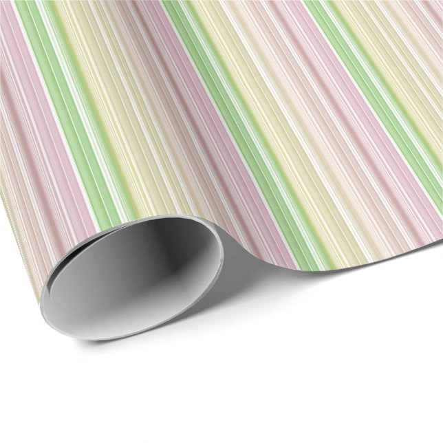 Purple Pink Yellow Green Stripes Wrapping Paper (Roll Corner)
