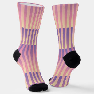 Purple Pink Yellow Striped Pattern Socks