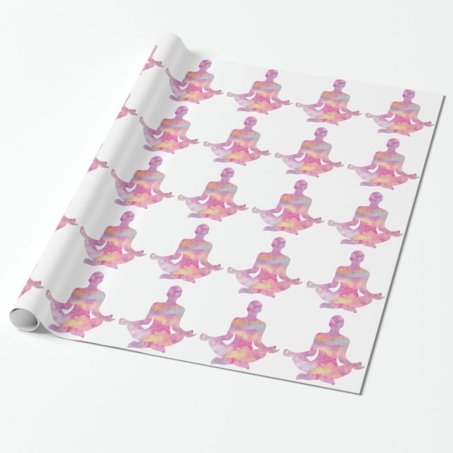Purple pink yogi meditating wrapping paper (Unrolled)