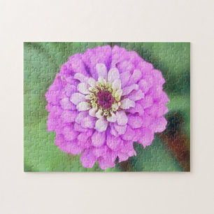 Purple Pink Zinnia Flower Art Puzzle