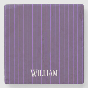 Purple pinstripes stone coaster