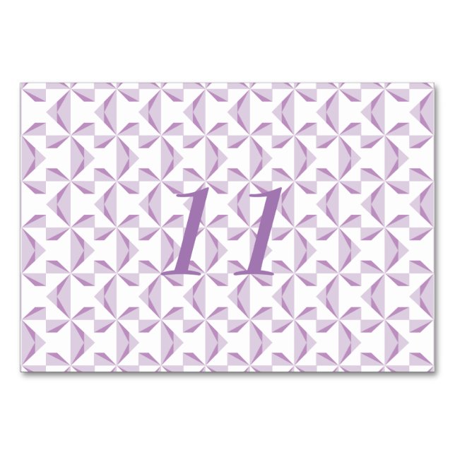 Purple Pinwheels Table Number (Front)