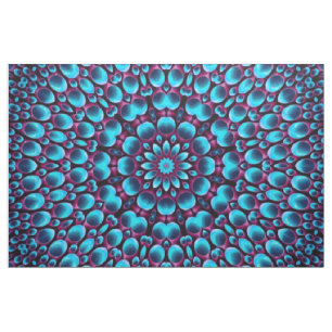 Purple Pipes  Vintage Blue Fractal Kaleidoscope Fabric