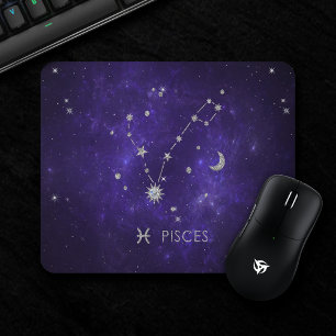Purple Pisces Zodiac Cosmic Astrology Horoscope Mouse Pad