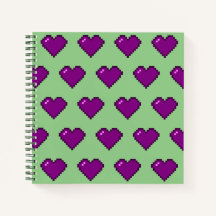 Purple Pixel Heart Pattern