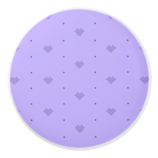 Purple Pixel Hearts Dresser Drawer Ceramic Knob (Front)
