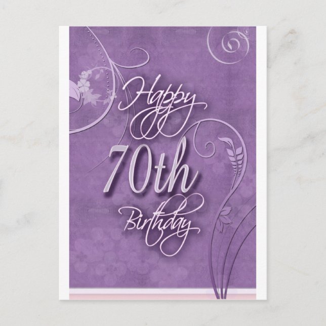 Purple pizazz for 70th birthday postcard (Front)