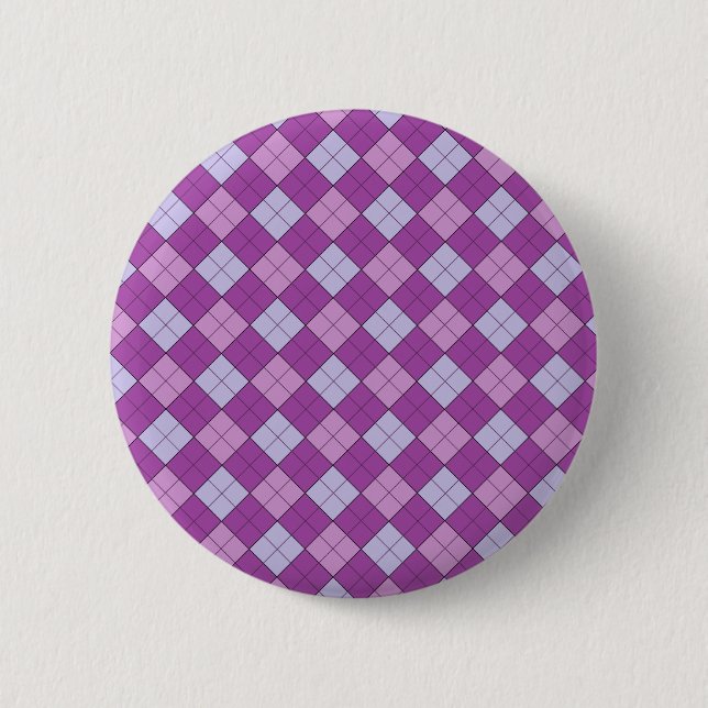 Purple Plaid 6 Cm Round Badge (Front)