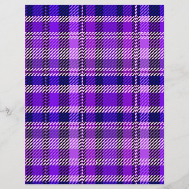 Purple Plaid Bulk Scrapbook Paper Pages (Front)