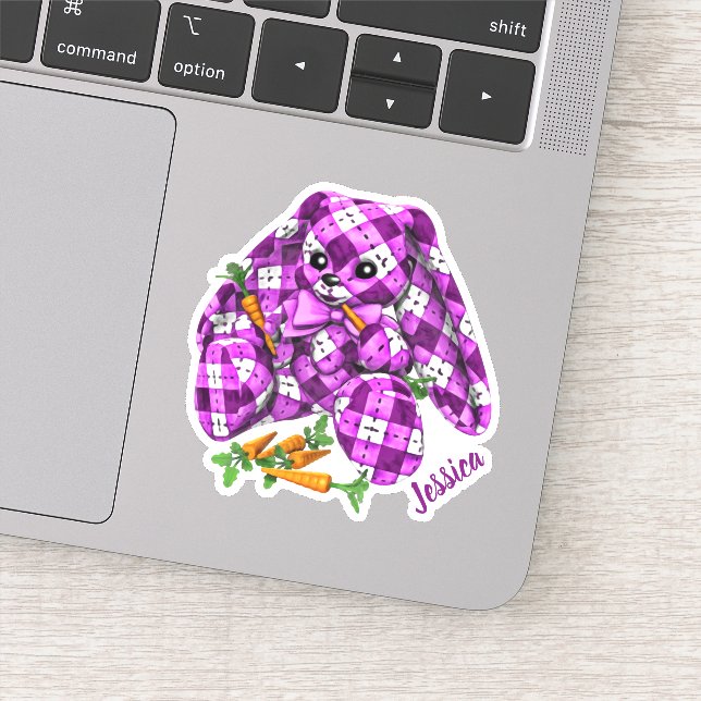 Purple Plaid Bunny n Carrots Name (Detail)
