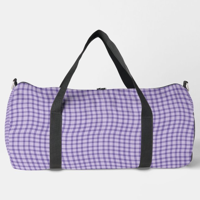 Purple Plaid Chequered Seamless Pattern Large Duffle Bag (Front)