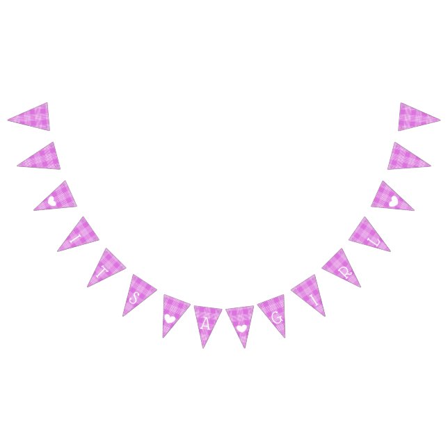 Purple Plaid Its a Girl Baby Shower Bunting (All)