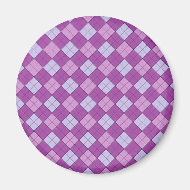 Purple Plaid Magnet (round) (Front)