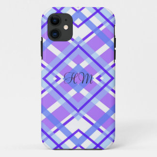 Purple Plaid Monogram Custom Initials Case-Mate iPhone Case
