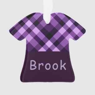 Purple Plaid Monogram T-Shirt Acrylic Ornament