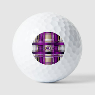 Purple Plaid Personalised Golf Balls