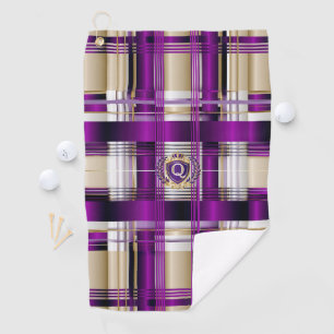 Purple Plaid Personalised Golf Towel