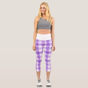Purple Plaid Pretty Pastel Capri Leggings