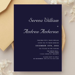 Purple Plain Modern Abstract Minimalist Wedding Invitation