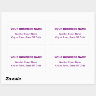 Purple Plain Texts Business Address on White Rectangular Sticker