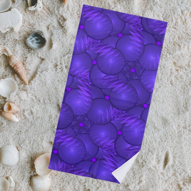 Purple planets, modern fractal pattern beach towel (Creator Uploaded)