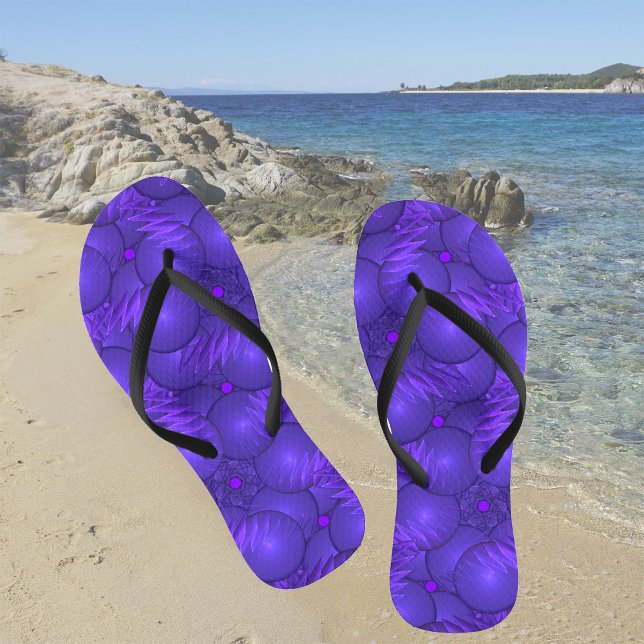 Purple planets, modern fractal pattern jandals (Creator Uploaded)