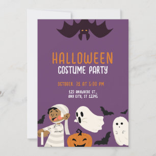Purple Playful Halloween Costume Party Invitation