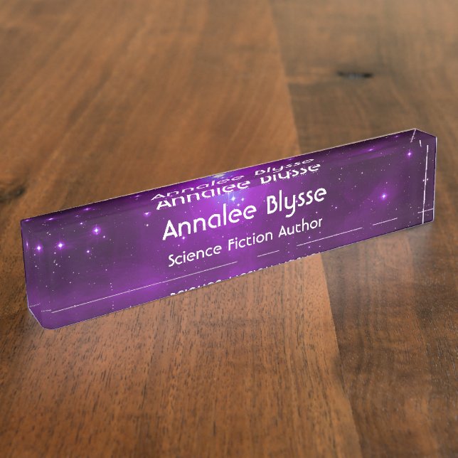 Purple Pleiades Sci Fi Author Nameplate (Side)