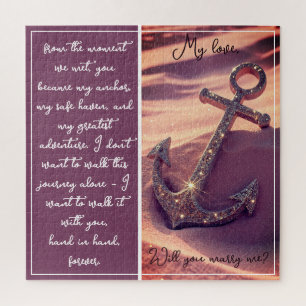 Purple Plum Anchor Proposal Will You Marry Me Jigsaw Puzzle