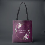 Purple Plum Blush Pink Floral Bridesmaid gift Tote Bag<br><div class="desc">Elegant and modern floral midsummer bridesmaid gift tote features a bouquet of watercolor roses in shades of purple plum, dusty pink , sage with lush green botanical leaves and eucalyptus. Please find more matching designs and variations from my "blissweddingpaperie" store. And feel free to contact me for further customisation or...</div>