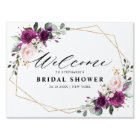 Purple Plum Blush Pink Roses Bridal Shower Welcome
