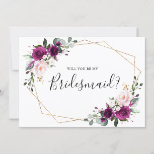 Purple Plum Blush Will You Be My Bridesmaid Invitation