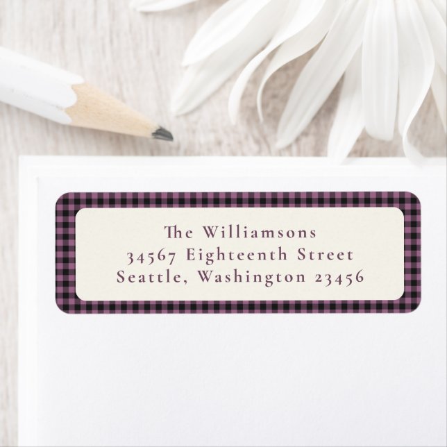 Purple Plum Buffalo Plaid Custom Return Address (Insitu)