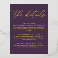 Purple Plum Gold Foil Minimalist Enclosure Card