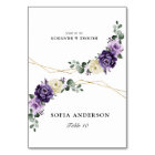 Purple Plum Ivory Gold Guest Name Place Card