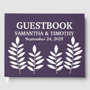 Purple Plum Lavender Modern Floral Wedding Guest Book