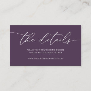 Purple Plum Modern Minimalist Wedding Enclosure Ca Card